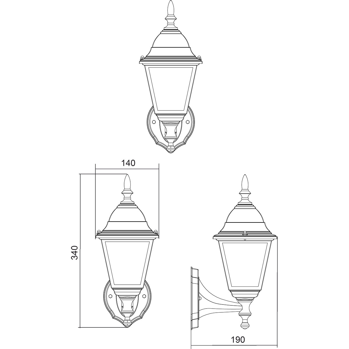 LED Tuinverlichting - Buitenlamp - Trion Zena - E27 Fitting - Spatwaterdicht IP44 - Mat Zwart - Alumunium