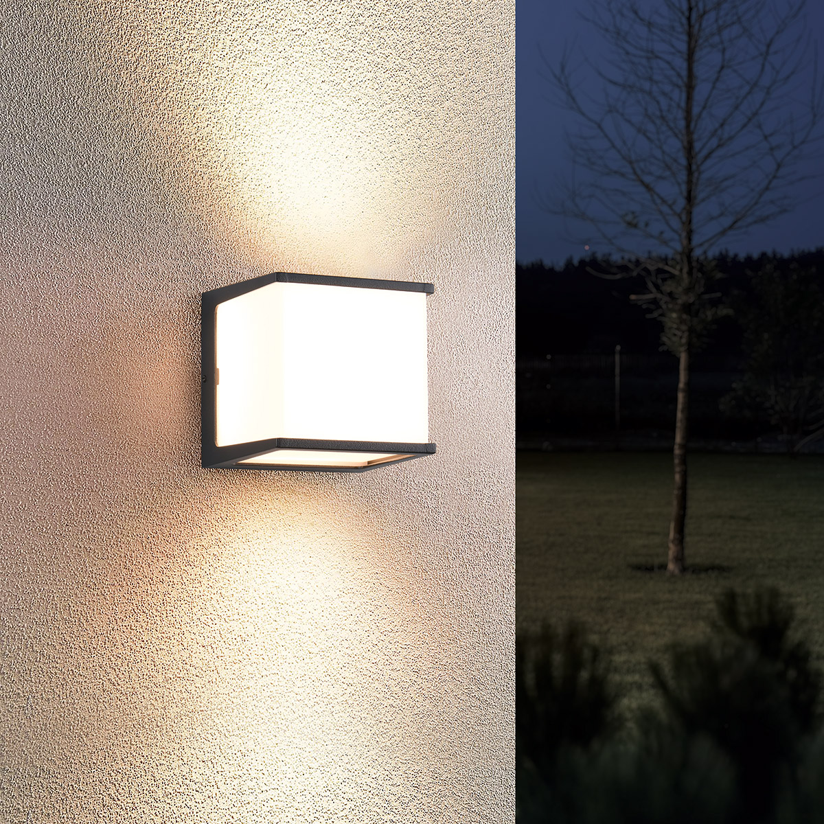 LED Tuinverlichting - Buitenlamp - Wandlamp - Trion Lera - 8W - Warm Wit 3000K - Vierkant - Mat Zwart - Aluminium