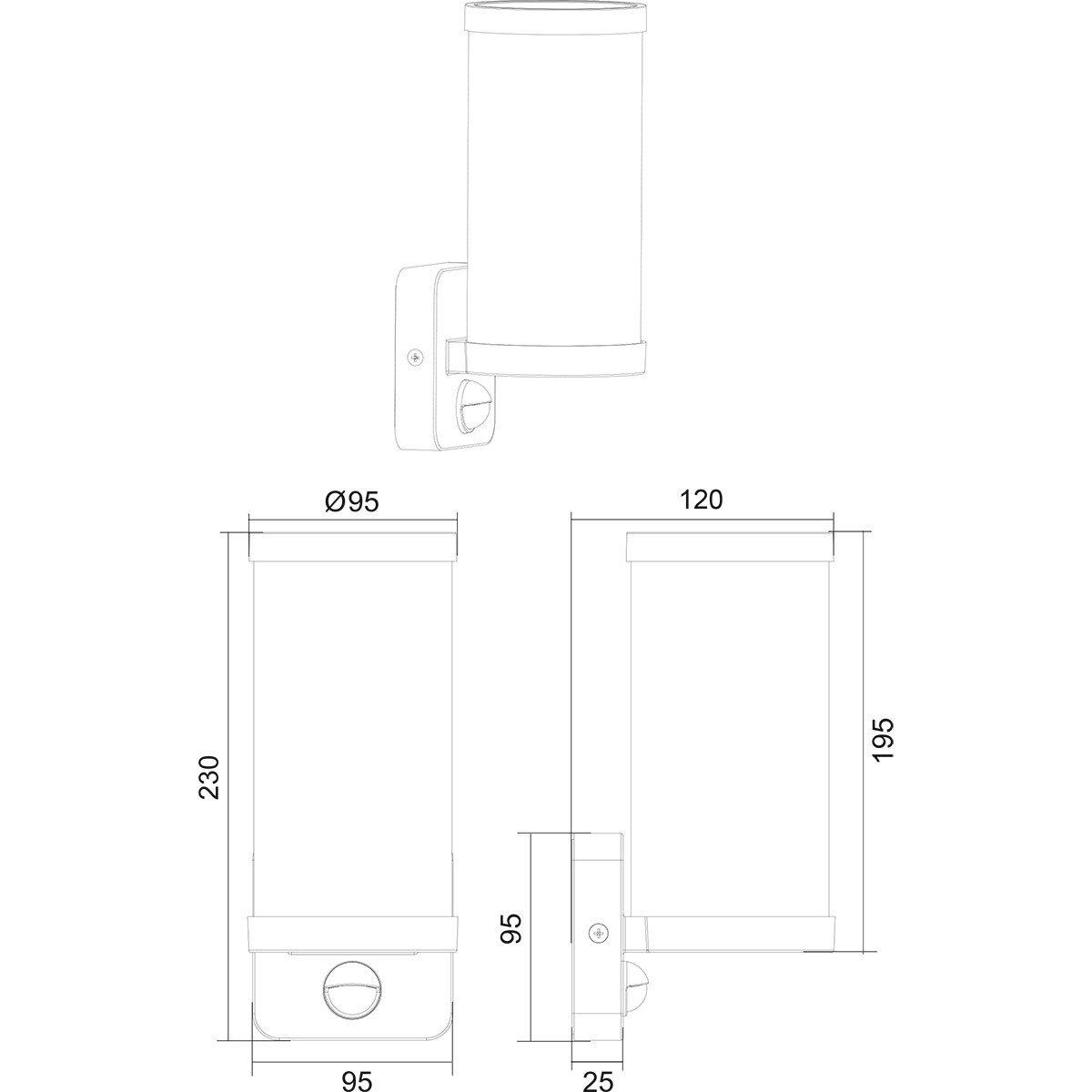 LED Tuinverlichting - Buitenlamp - Wandlamp - Trion Tino - E27 Fitting - Bewegingssensor - Bruin - Aluminium