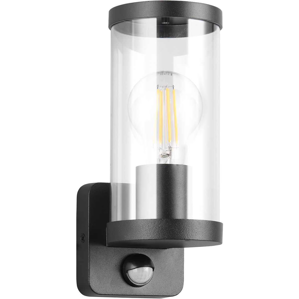 LED Tuinverlichting - Buitenlamp - Wandlamp - Trion Tino - E27 Fitting - Bewegingssensor - Mat Zwart - Aluminium