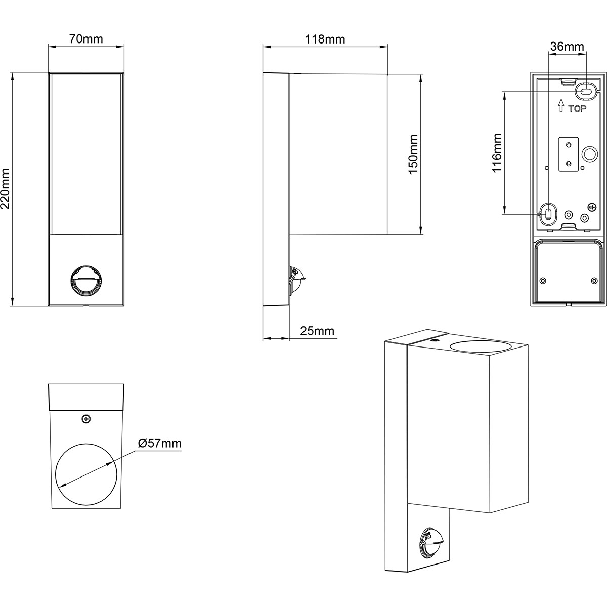 LED Tuinverlichting met Bewegingssensor - Buitenlamp - Trion Royinda Up and Down - GU10 Fitting - Spatwaterdicht IP44 - Rechthoek - Mat Antraciet - Aluminium