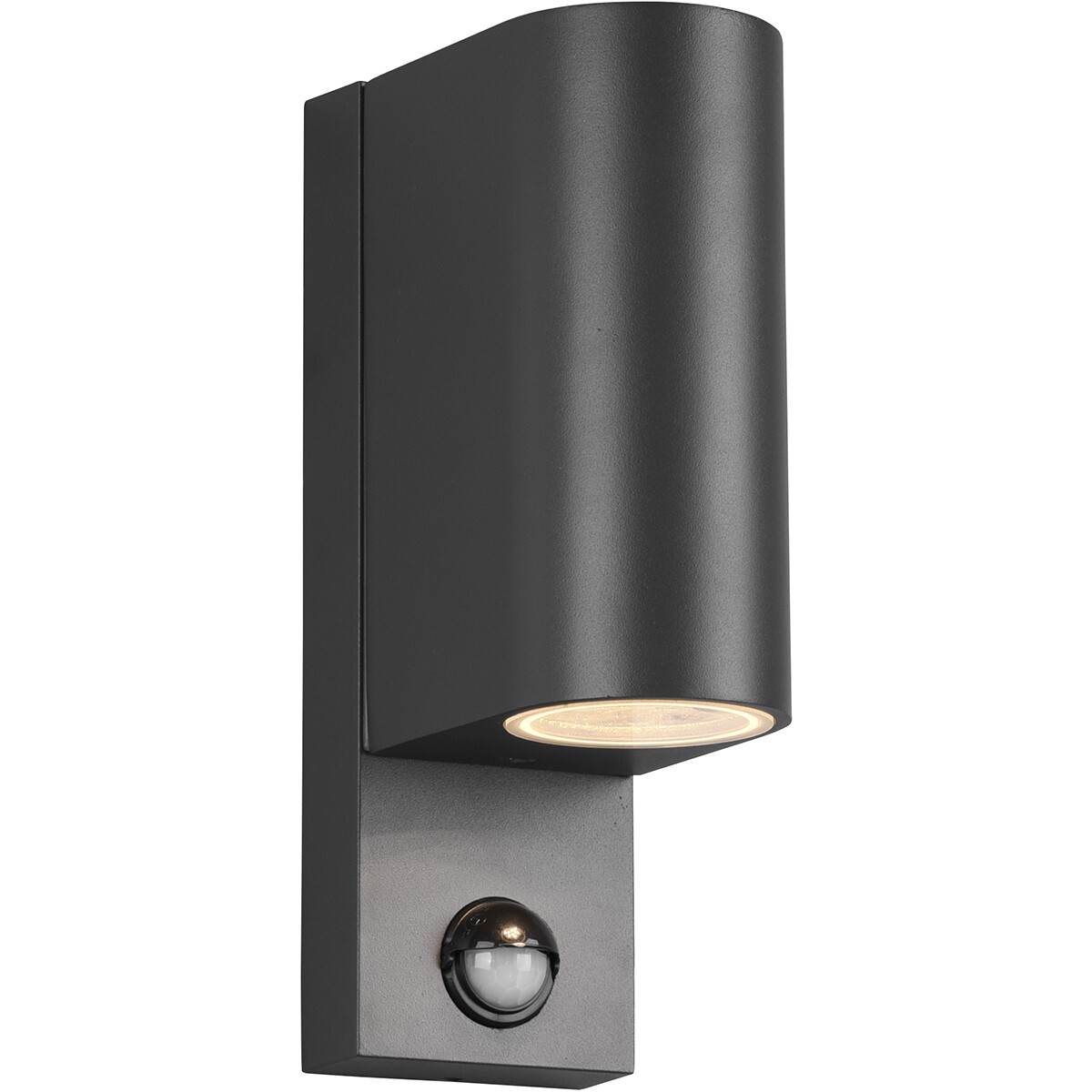 LED Tuinverlichting met Bewegingssensor - Buitenlamp - Trion Royinda Up and Down - GU10 Fitting - Spatwaterdicht IP44 - Rond - Mat Antraciet - Aluminium product afbeelding