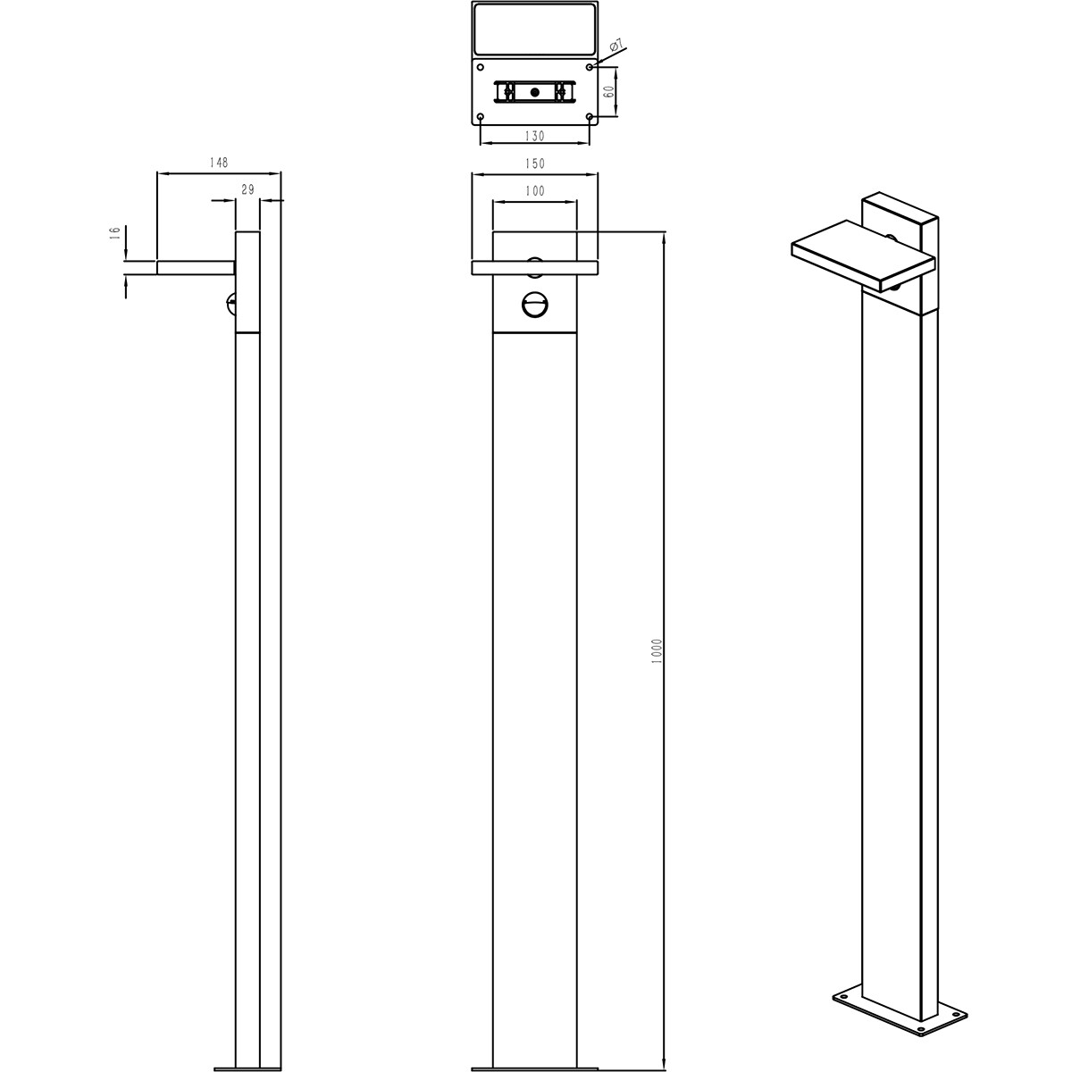 LED Tuinverlichting met Bewegingssensor - Staande Buitenlamp - Trion Ihson XL - 8W - Warm Wit 3000K - Draaibaar - Rechthoek - Mat Antraciet - Aluminium