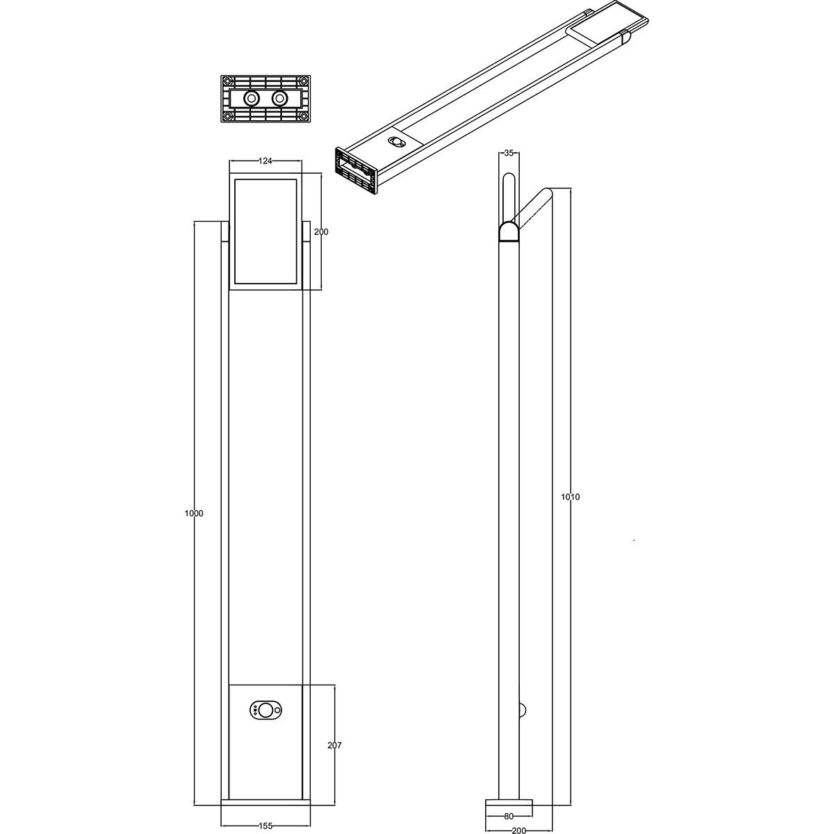 LED Tuinverlichting met Bewegingssensor - Staande Buitenlamp - Trion Walla - 5W - Aanpasbare kleur - Rechthoek - Antraciet - Aluminium - 101cm