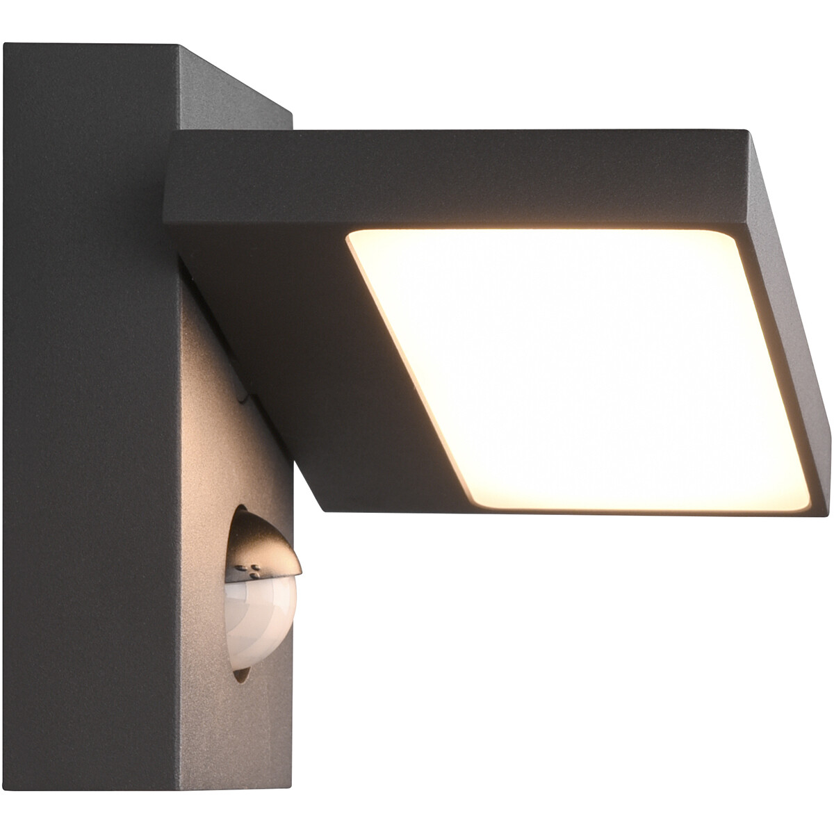 LED Tuinverlichting met Bewegingssensor - Wandlamp Buitenlamp - Trion Ihson - 8W - Warm Wit 3000K - Draaibaar - Vierkant - Mat Antraciet - Aluminium