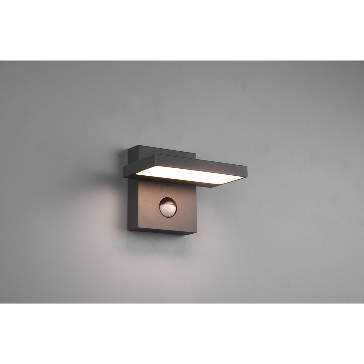 LED Tuinverlichting met Bewegingssensor - Wandlamp Buitenlamp - Trion Ihson - 8W - Warm Wit 3000K - Draaibaar - Vierkant - Mat Antraciet - Aluminium