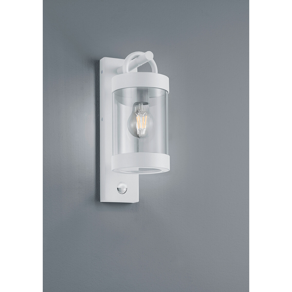 LED Tuinverlichting met Bewegingssensor - Wandlamp Buitenlamp - Trion Semby - E27 Fitting - Spatwaterdicht IP44 - Mat Wit - Aluminium