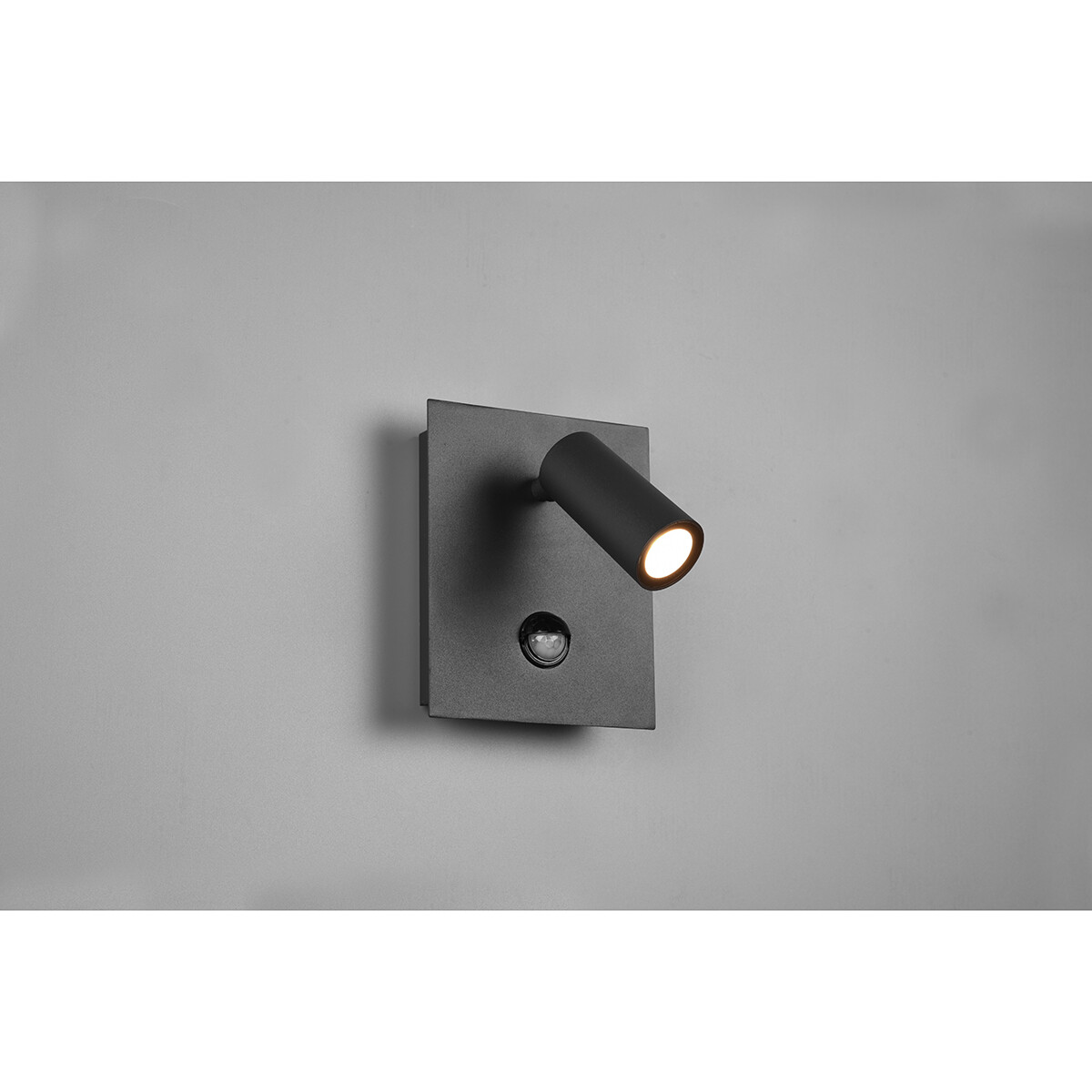 LED Tuinverlichting met Bewegingssensor - Wandlamp Buitenlamp - Trion Sonei - 3W - Warm Wit 3000K - 1-lichts - Vierkant - Mat Antraciet - Aluminium