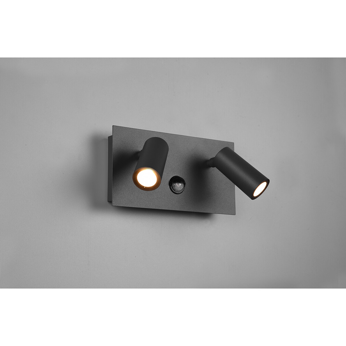 LED Tuinverlichting met Bewegingssensor - Wandlamp Buitenlamp - Trion Sonei - 6W - Warm Wit 3000K - 2-lichts - Rechthoek - Mat Antraciet - Aluminium