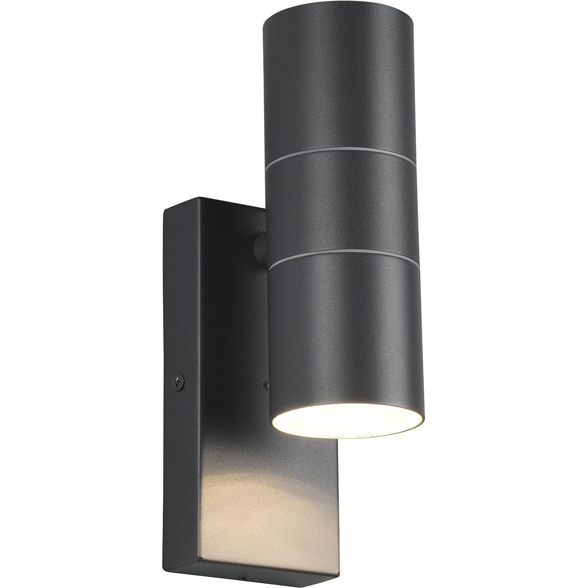 LED Tuinverlichting met Dag en Nacht Sensor - Buitenlamp - Trion Lorida Up and Down - GU10 Fitting - Spatwaterdicht IP44 - Rond - Mat Antraciet - Aluminium product afbeelding