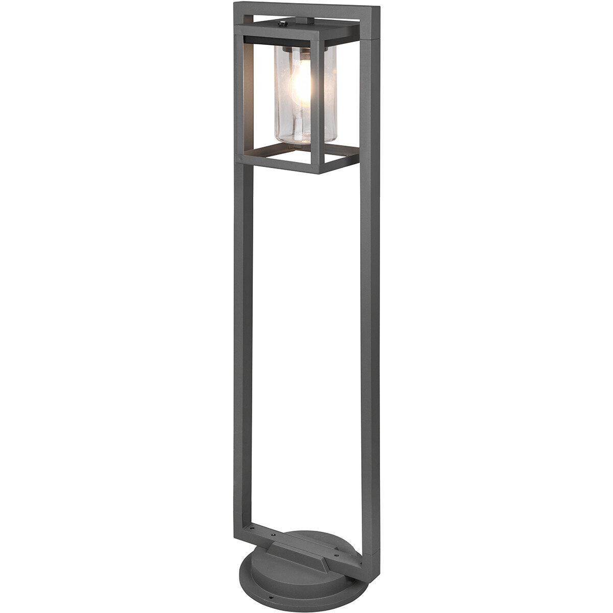 LED Tuinverlichting met Dag en Nacht Sensor - Staande Buitenlamp - Trion Lunka XL - E27 Fitting - Spatwaterdicht IP44 - Rechthoek - Mat Antraciet - Aluminium product afbeelding