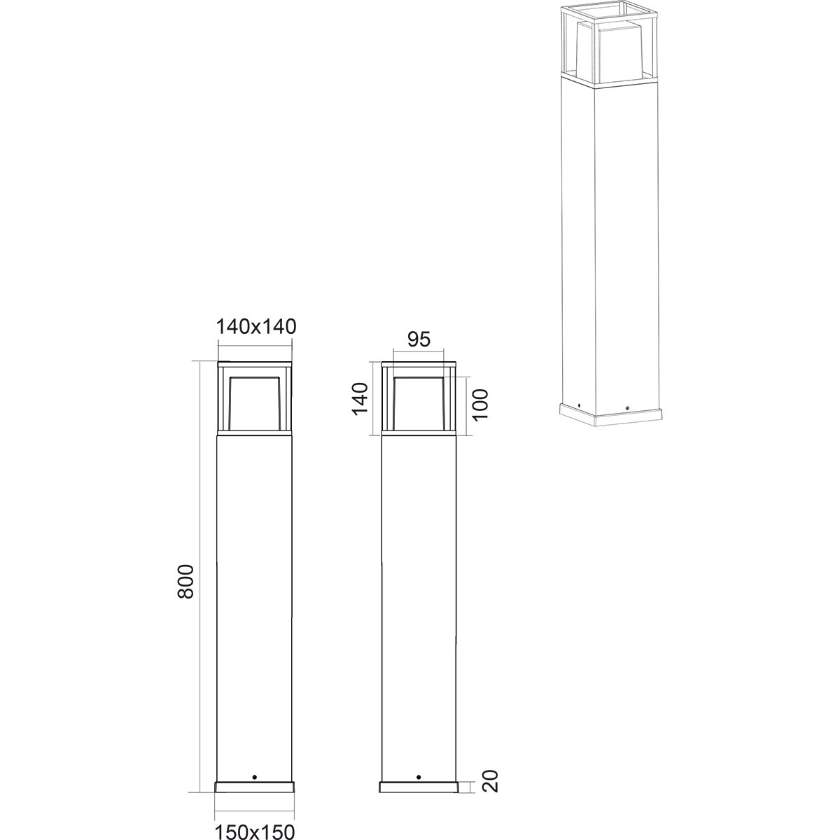 LED Tuinverlichting - Staand Buitenlamp - Trion Hamwit - 14.5W - Aanpasbare Kleur - Waterdicht IP54 - Antraciet - Aluminium - 80 cm