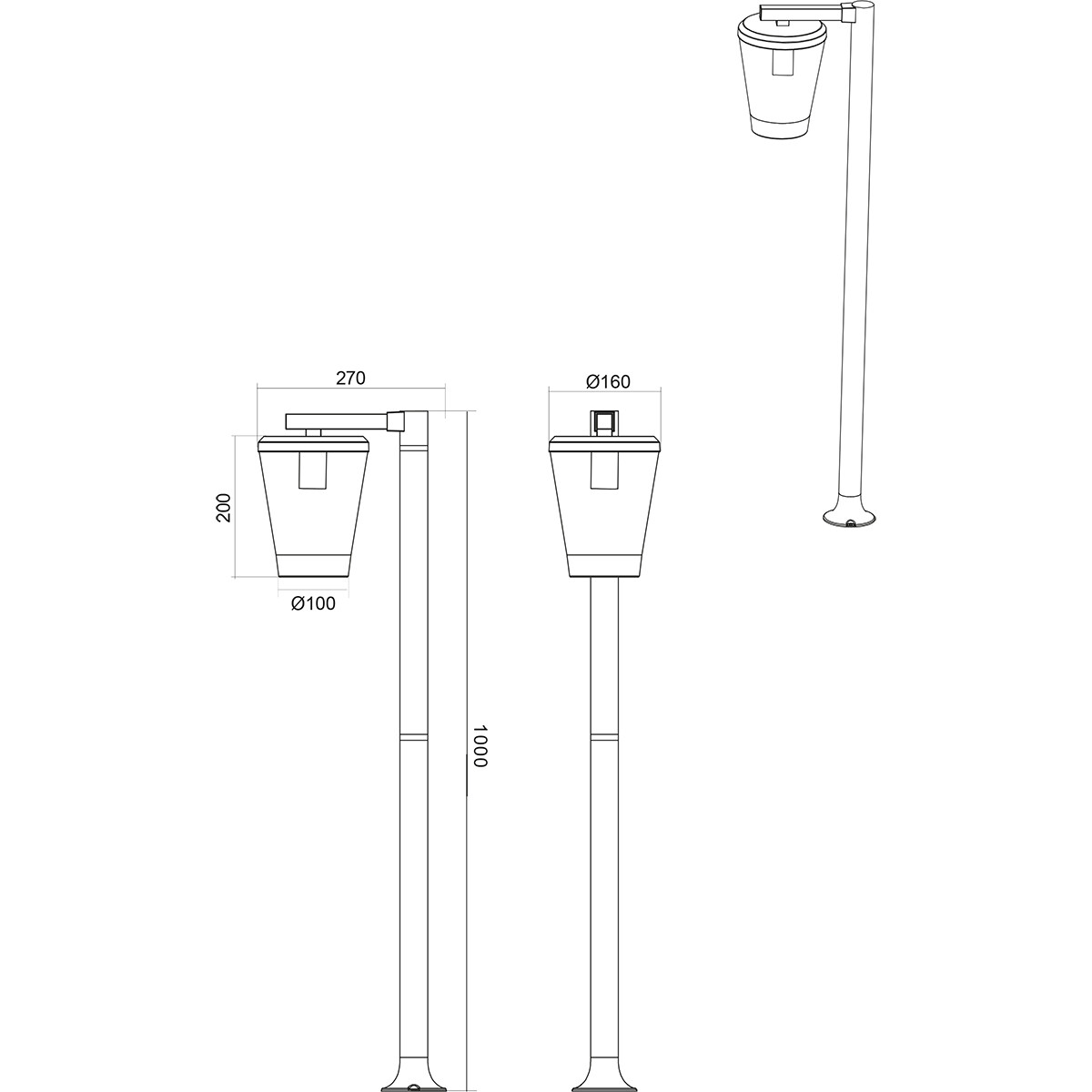 LED Tuinverlichting - Staande Buitenlamp - Trion Civonu - E27 Fitting - 1-lichts - Spatwaterdicht IP44 - Rond - Mat Antraciet - Aluminium