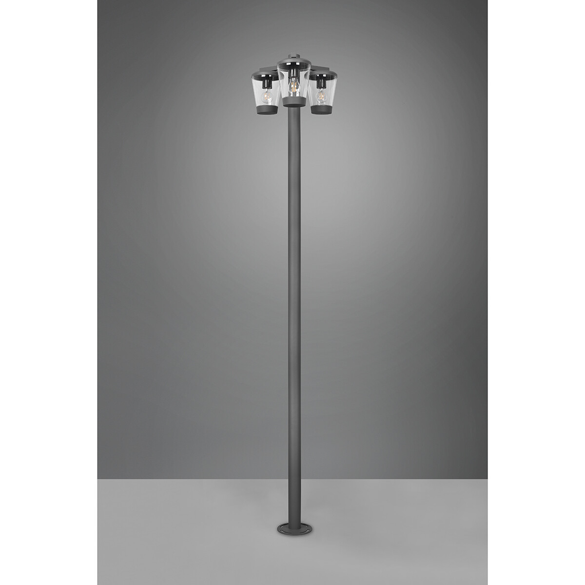 LED Tuinverlichting - Staande Buitenlamp - Trion Civonu - E27 Fitting - 3-lichts - Spatwaterdicht IP44 - Rond - Mat Antraciet - Aluminium