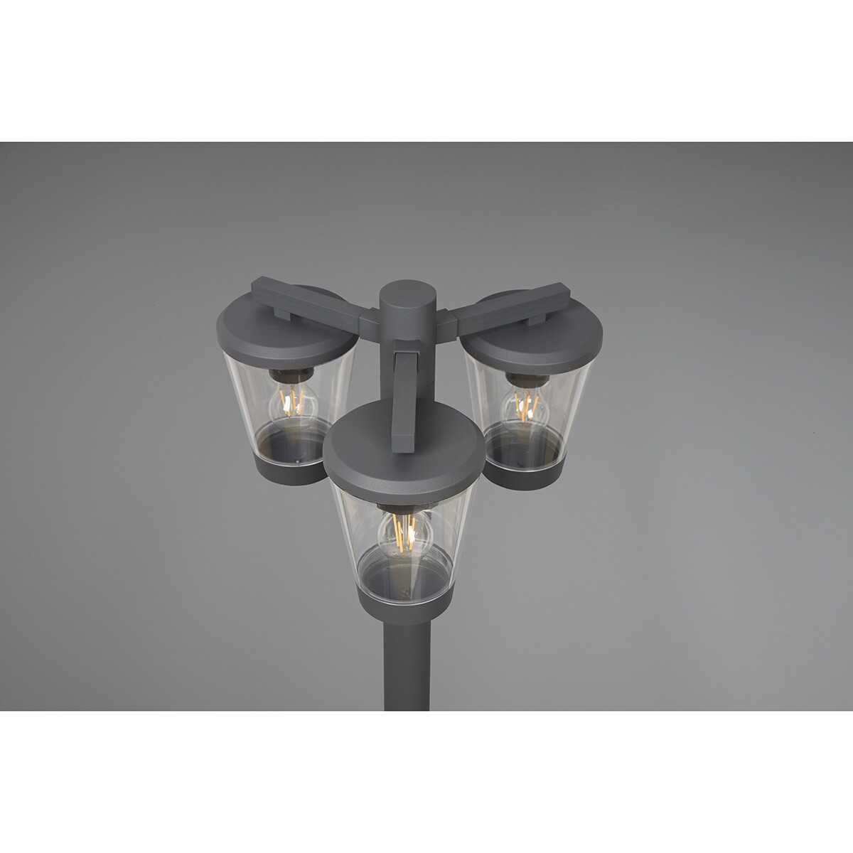 LED Tuinverlichting - Staande Buitenlamp - Trion Civonu - E27 Fitting - 3-lichts - Spatwaterdicht IP44 - Rond - Mat Antraciet - Aluminium