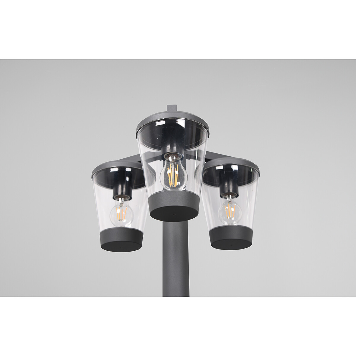 LED Tuinverlichting - Staande Buitenlamp - Trion Civonu - E27 Fitting - 3-lichts - Spatwaterdicht IP44 - Rond - Mat Antraciet - Aluminium