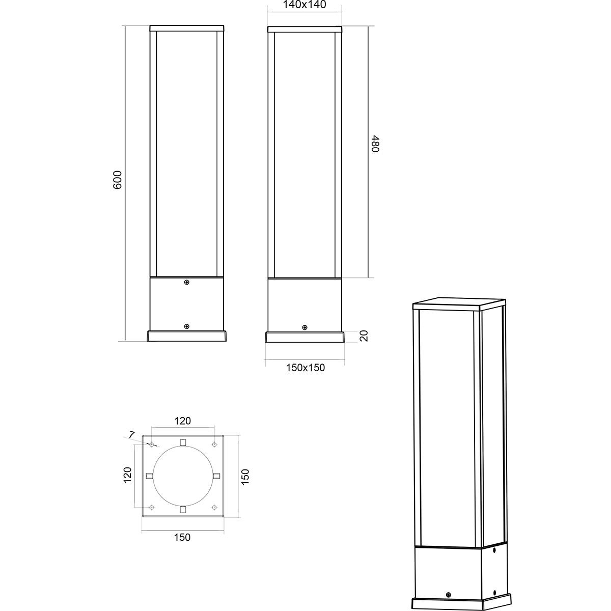 LED Tuinverlichting - Staande Buitenlamp - Trion Ficco - 15W - Warm Wit 3000K - Rechthoek - Mat Antraciet - Aluminium