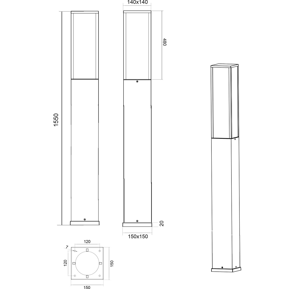 LED Tuinverlichting - Staande Buitenlamp - Trion Ficco XL - 15W - Warm Wit 3000K - Rechthoek - Mat Antraciet - Aluminium