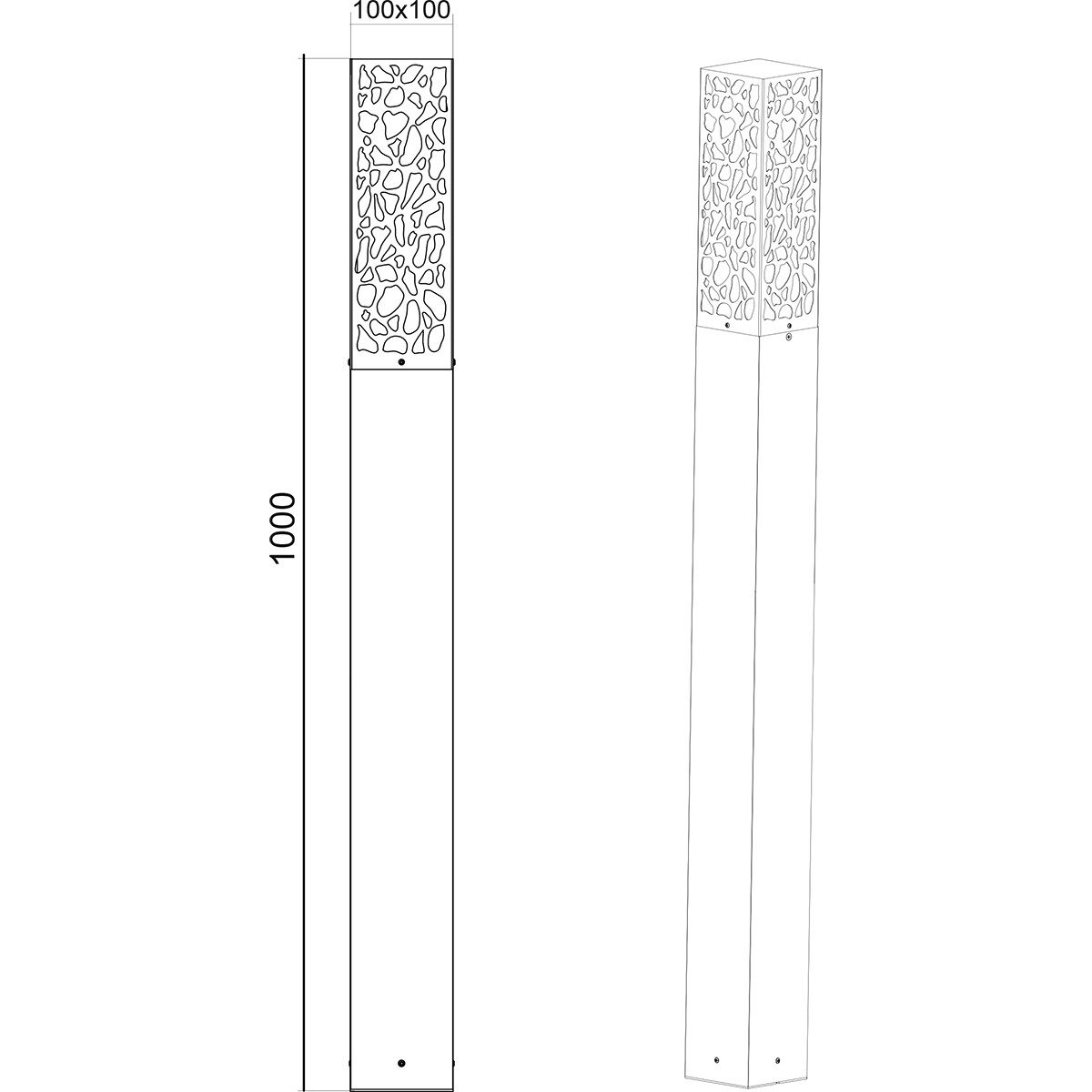 LED Tuinverlichting - Staande Buitenlamp - Trion Kaca XL - E27 Fitting - Rechthoek - Mat Antraciet - RVS