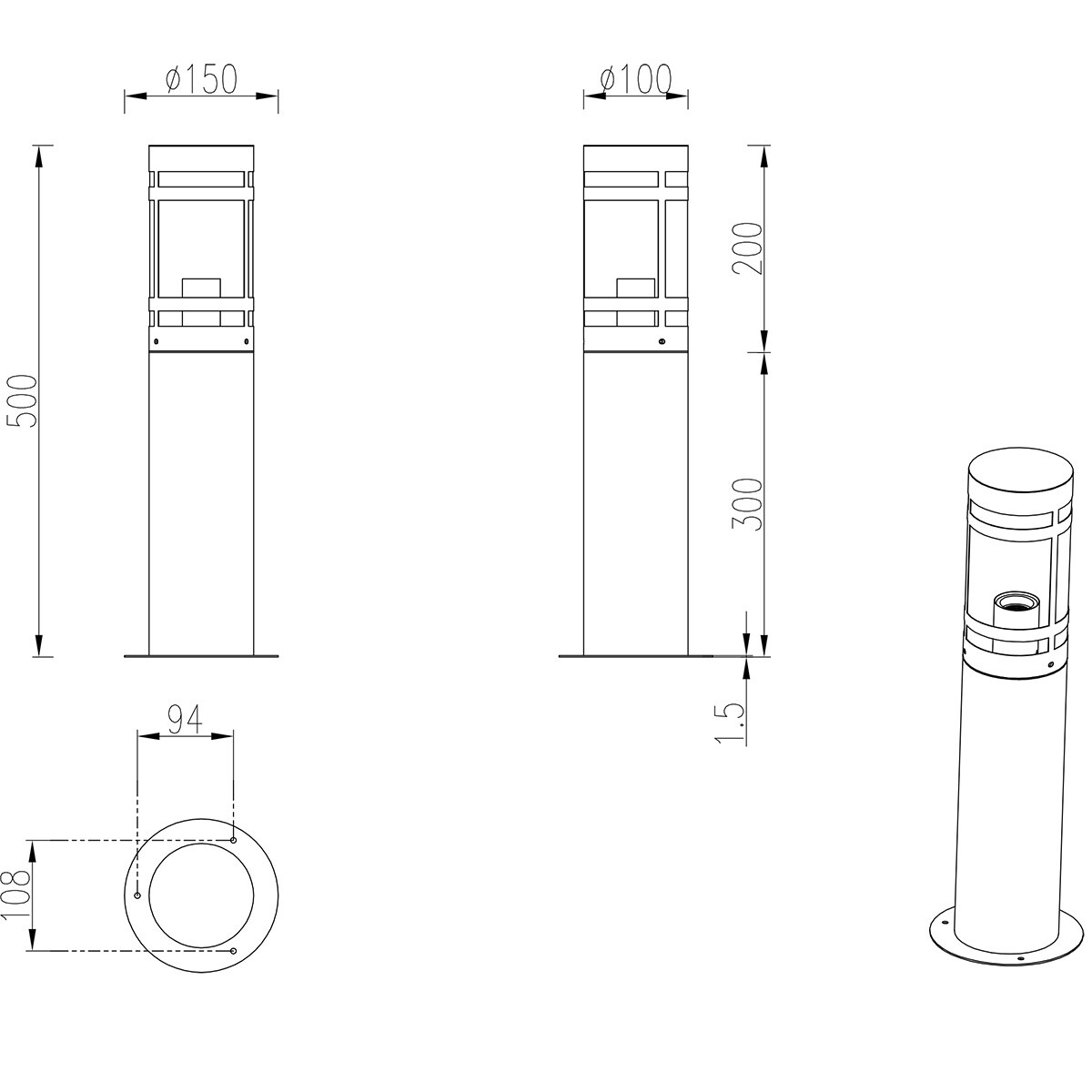 LED Tuinverlichting - Staande Buitenlamp - Trion Paulo - E27 Fitting - Spatwaterdicht IP44 - Rond - Antraciet - Metaal