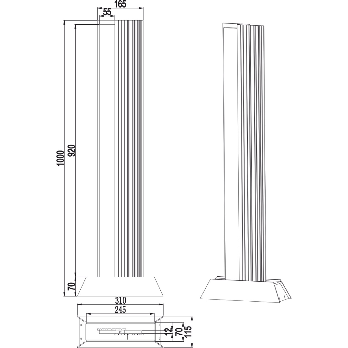 LED Tuinverlichting - Staande Buitenlamp - Trion Riza XL - 16W - Warm Wit 3000K - Rechthoek - Antraciet - Aluminium