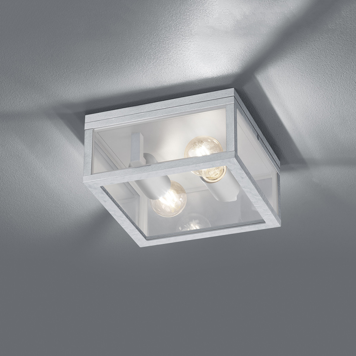 LED Tuinverlichting - Tuinlamp Plafond - Trion Garinola - E27 Fitting - 2-lichts - Mat Grijs - Aluminium