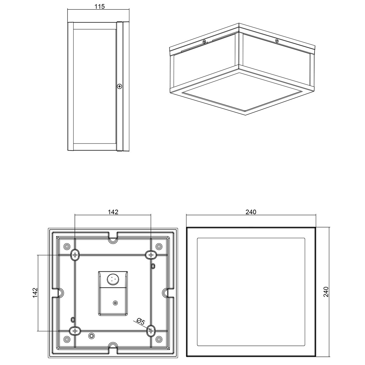 LED Tuinverlichting - Tuinlamp Plafond - Trion Garinola - E27 Fitting - 2-lichts - Mat Grijs - Aluminium