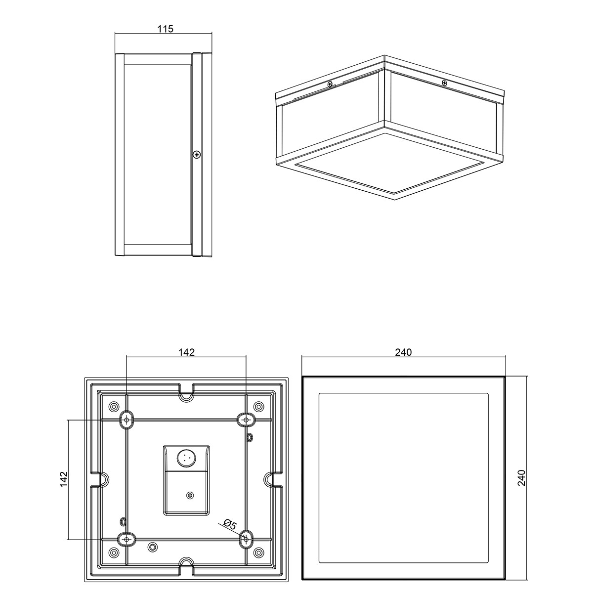 LED Tuinverlichting - Tuinlamp Plafond - Trion Garinola - E27 Fitting - 2-lichts - Mat Antraciet - Aluminium