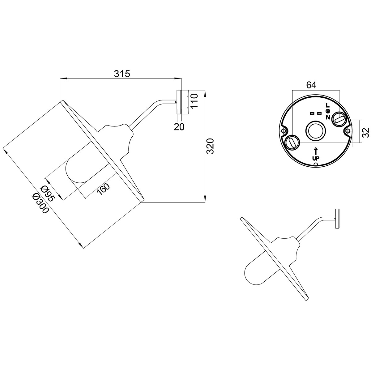 LED Tuinverlichting - Tuinlamp - Trion Brenionty - Wand - E27 Fitting - Mat Antraciet - Aluminium