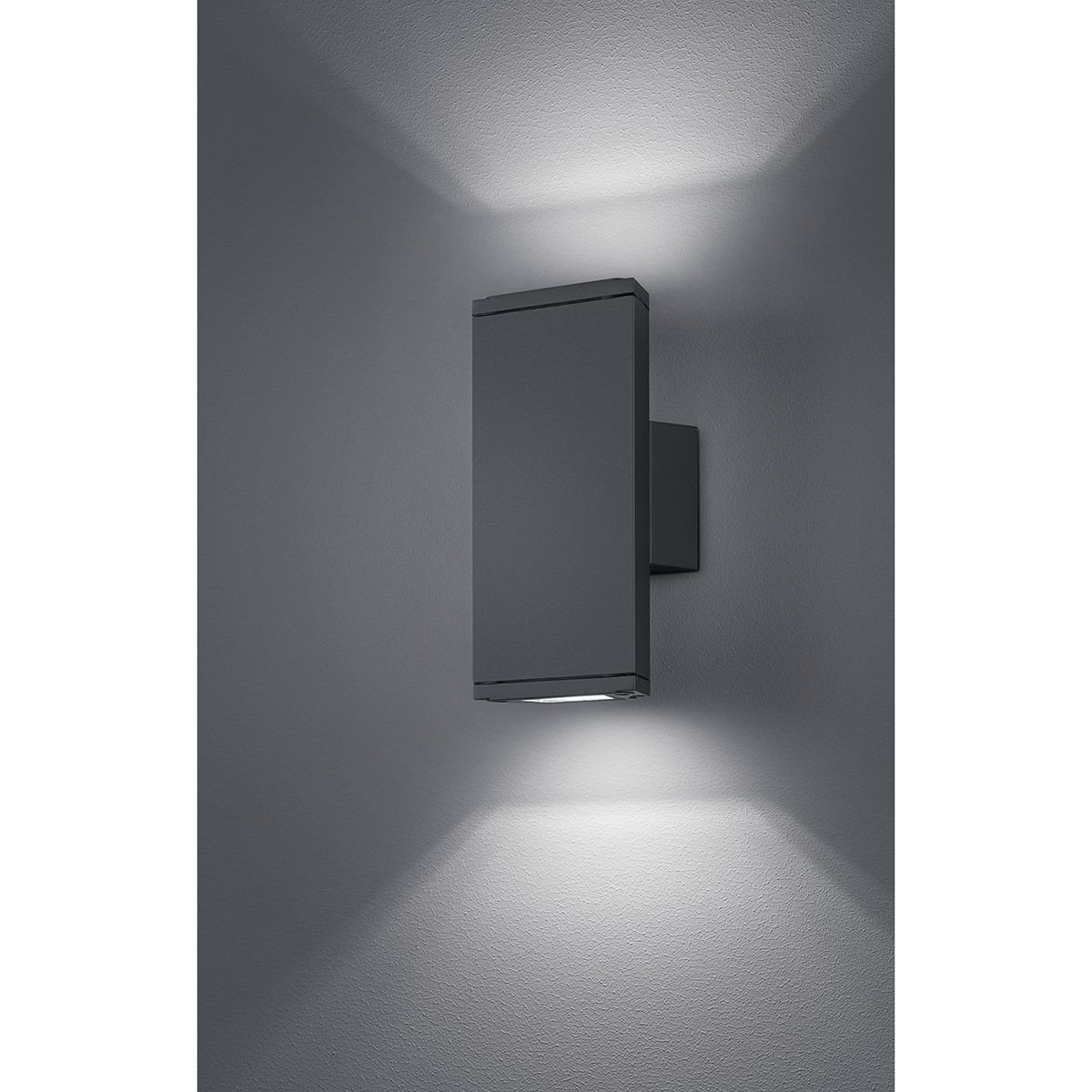 LED Tuinverlichting - Wandlamp Buitenlamp - Trion Colirano Up and Down - 6W - Warm Wit 3000K - 2-lichts - Waterdicht IP54 - Mat Antraciet - Aluminium