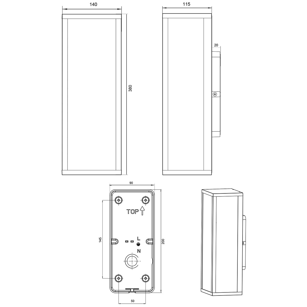 LED Tuinverlichting - Tuinlamp - Trion Garinola - Wand - E27 Fitting - 2-lichts - Mat Antraciet - Aluminium