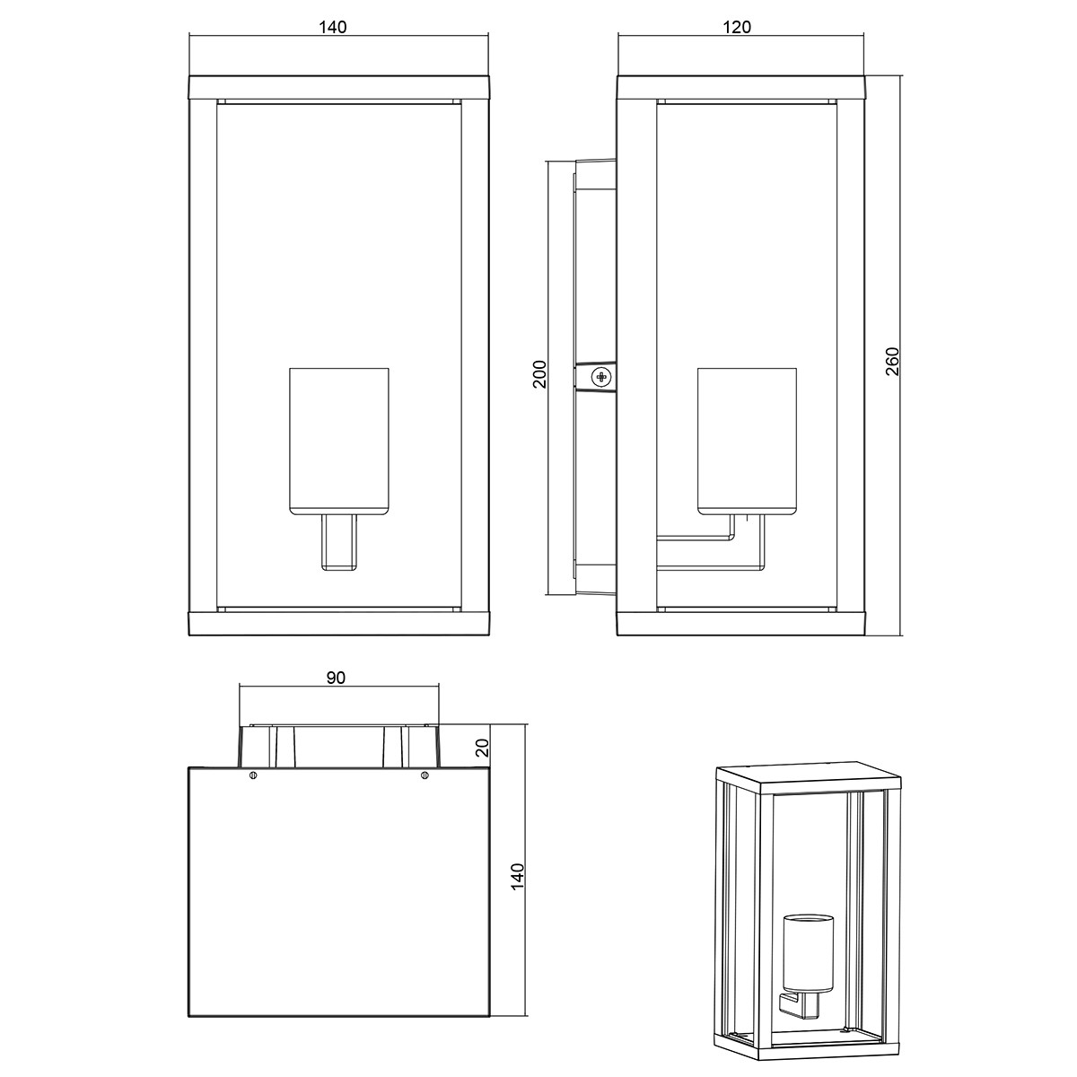 LED Tuinverlichting - Tuinlamp - Trion Garinola - Wand - E27 Fitting - Mat Antraciet - Aluminium