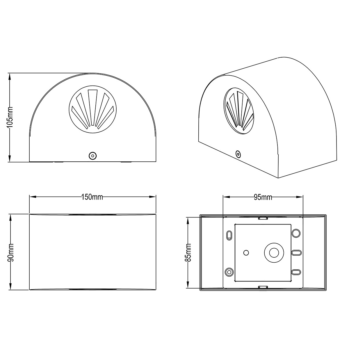 LED Tuinverlichting - Tuinlamp - Trion Rosina - Wand - 4W - Mat Zwart - Kunststof