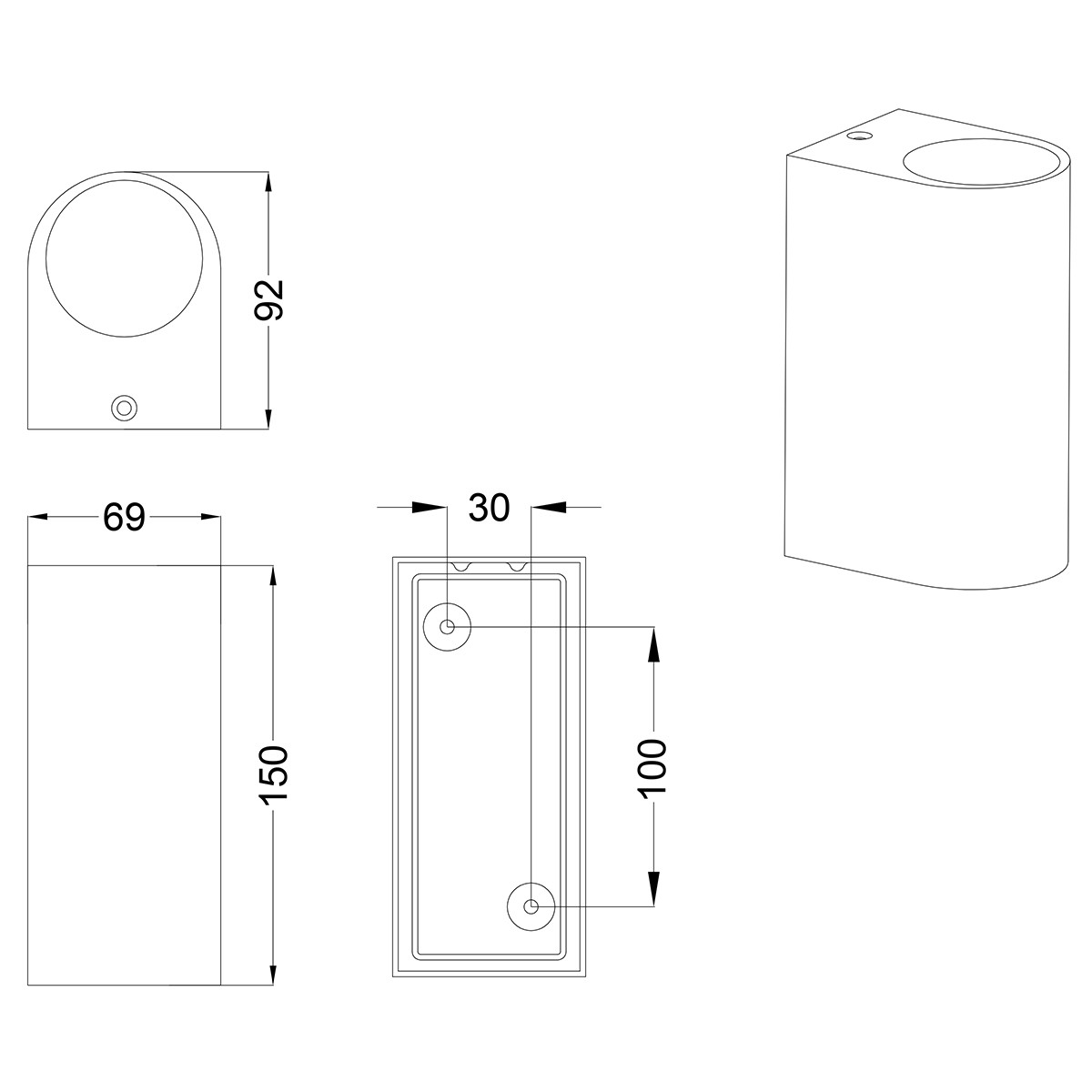 LED Tuinverlichting - Buitenlamp - Trion Royina Up and Down - GU10 Fitting - Spatwaterdicht IP44 - Rond - Mat Antraciet - Aluminium