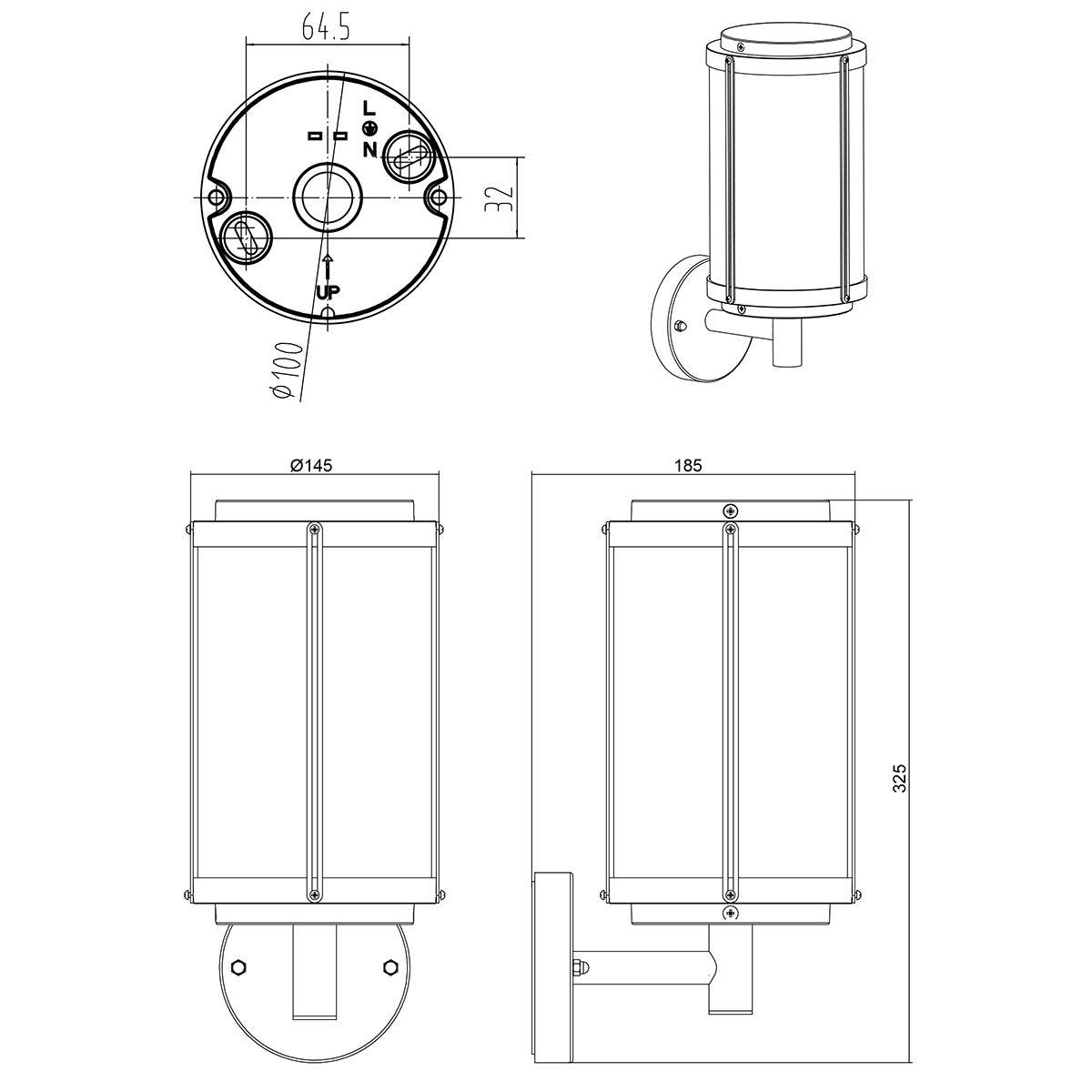 LED Tuinverlichting - Wandlamp - Buitenlamp - Trion Taniron - E27 Fitting - Spatwaterdicht IP44 - Mat Antraciet - Aluminium