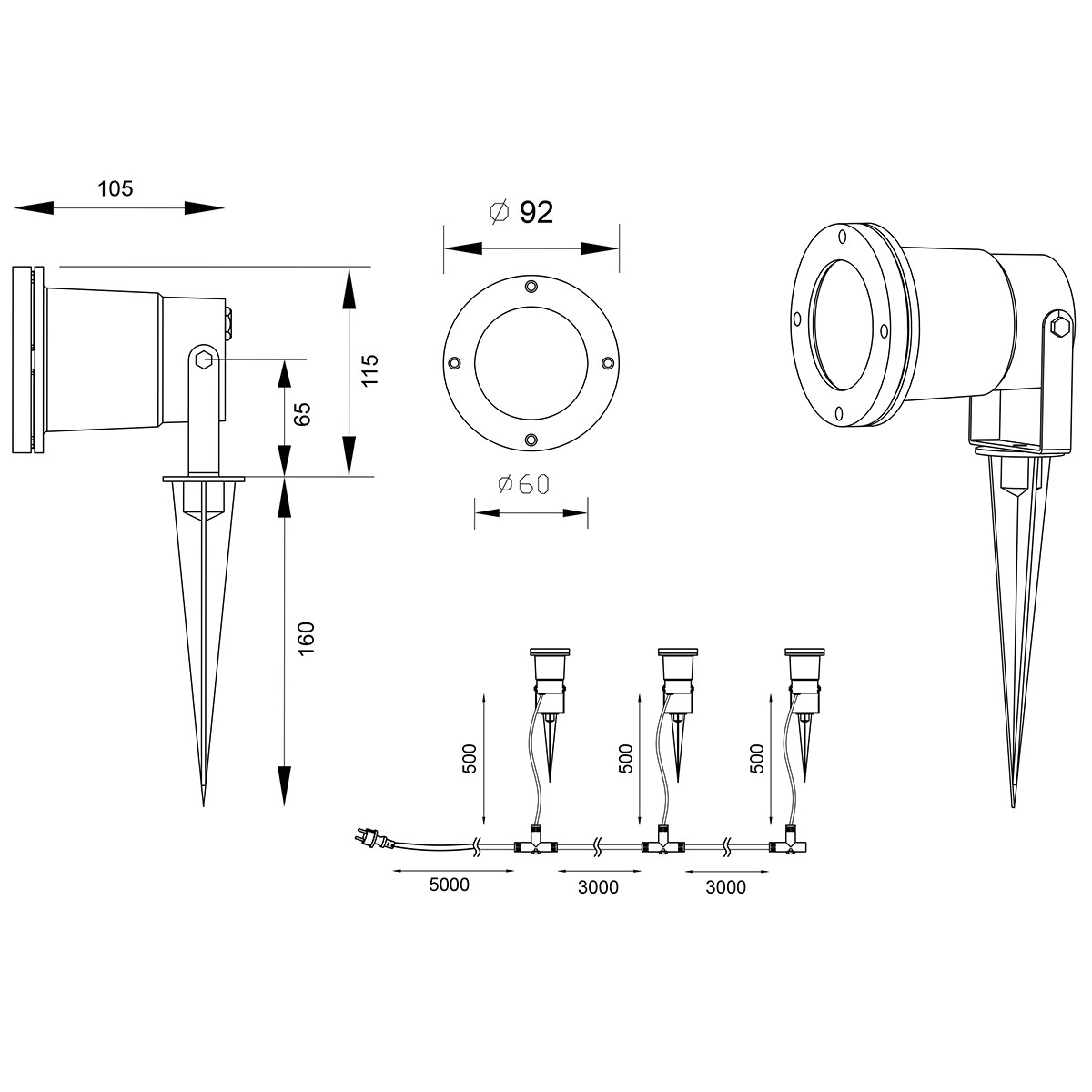 Prikspot met Stekker 3 Pack - Trion Ubani - GU10 Fitting - Antraciet - Aluminium