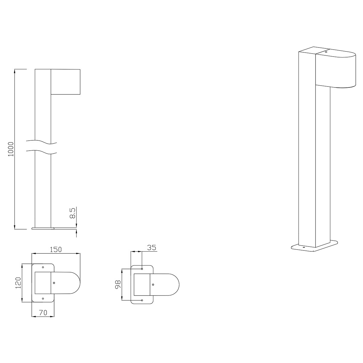 LED Tuinverlichting - Vloerlamp - Trion Royina XL - Staand - GU10 Fitting - Spatwaterdicht IP44 - Rond -  Mat Antraciet - Aluminium