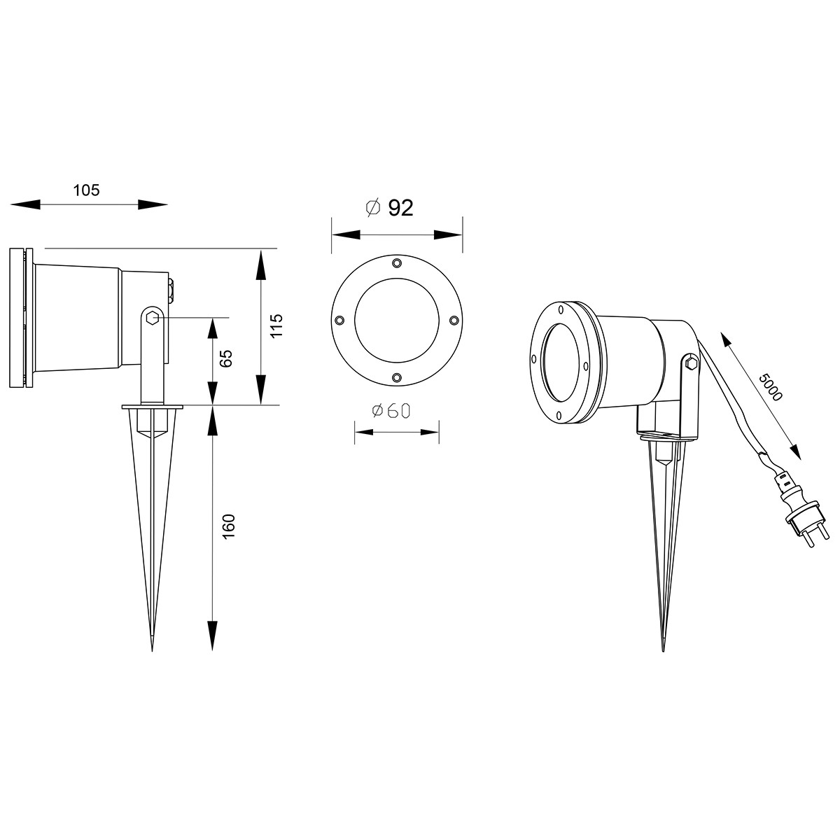 Prikspot met Stekker - Trion Ubani - GU10 Fitting - Antraciet - Aluminium