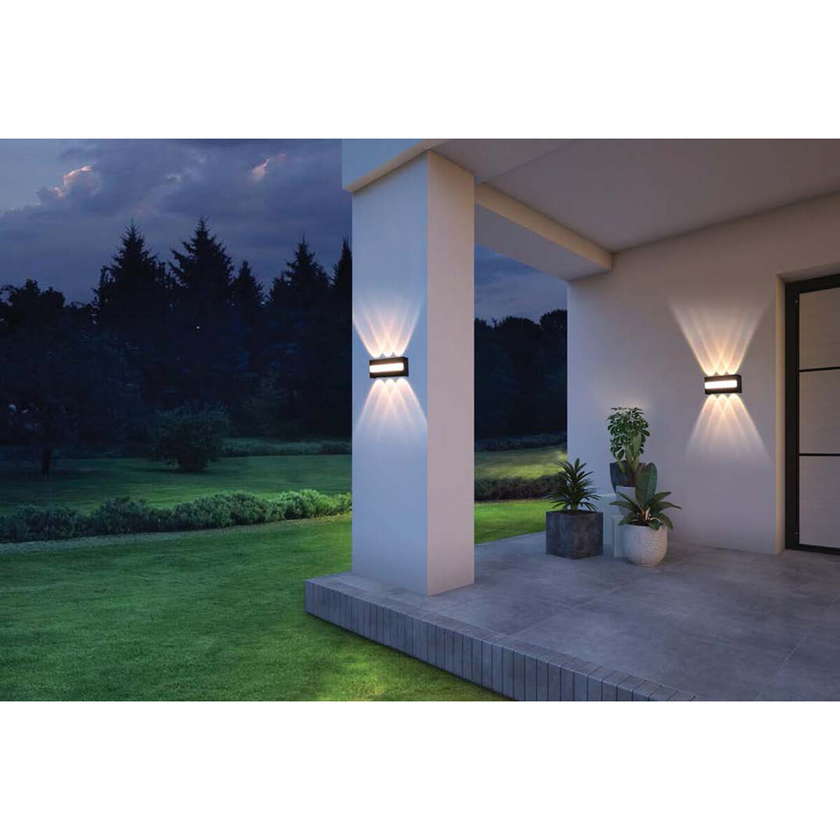 LED Tuinverlichting - Wandlamp Buitenlamp - Tistow Up and Down - 5W - 1-lichts - Natuurlijk Wit 4200K - Waterdicht IP65 - Rechthoek - Mat Zwart - Aluminium