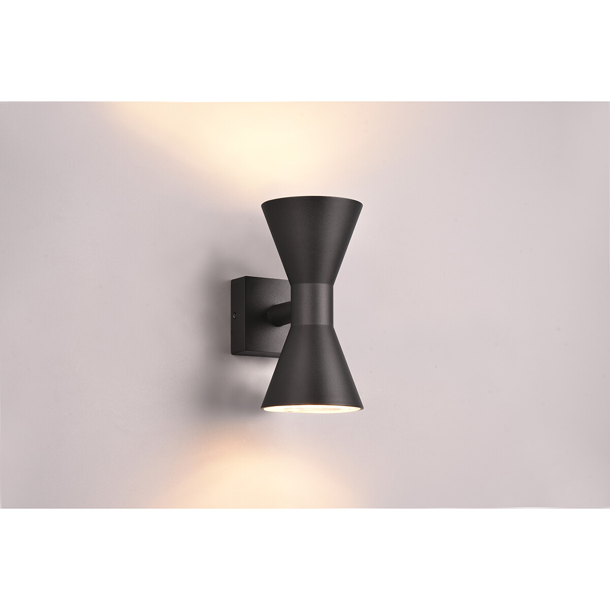 LED Tuinverlichting - Wandlamp Buitenlamp - Trion Ardis Up and Down - GU10 Fitting - Spatwaterdicht IP44 - Rond - Mat Zwart - Aluminium