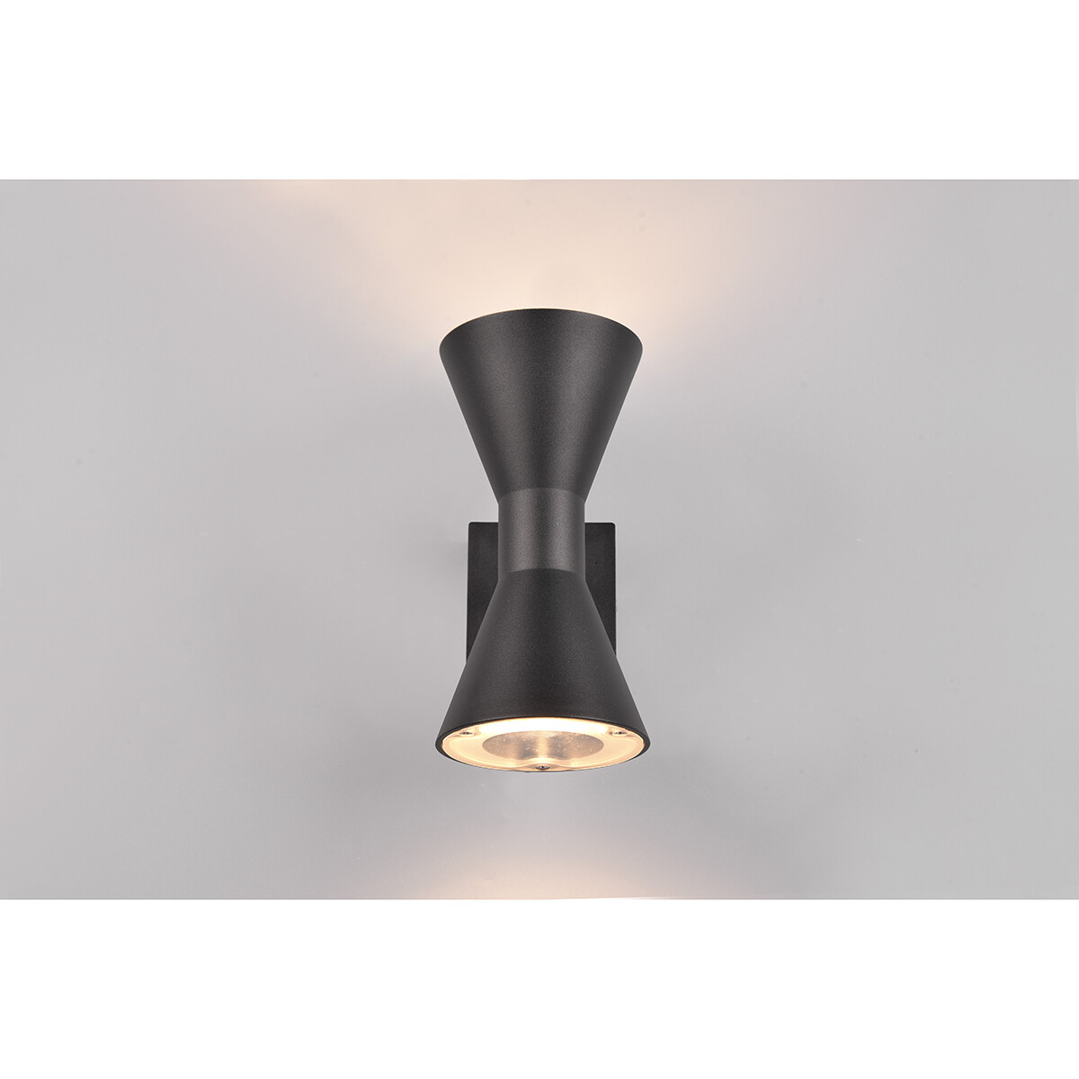 LED Tuinverlichting - Wandlamp Buitenlamp - Trion Ardis Up and Down - GU10 Fitting - Spatwaterdicht IP44 - Rond - Mat Zwart - Aluminium