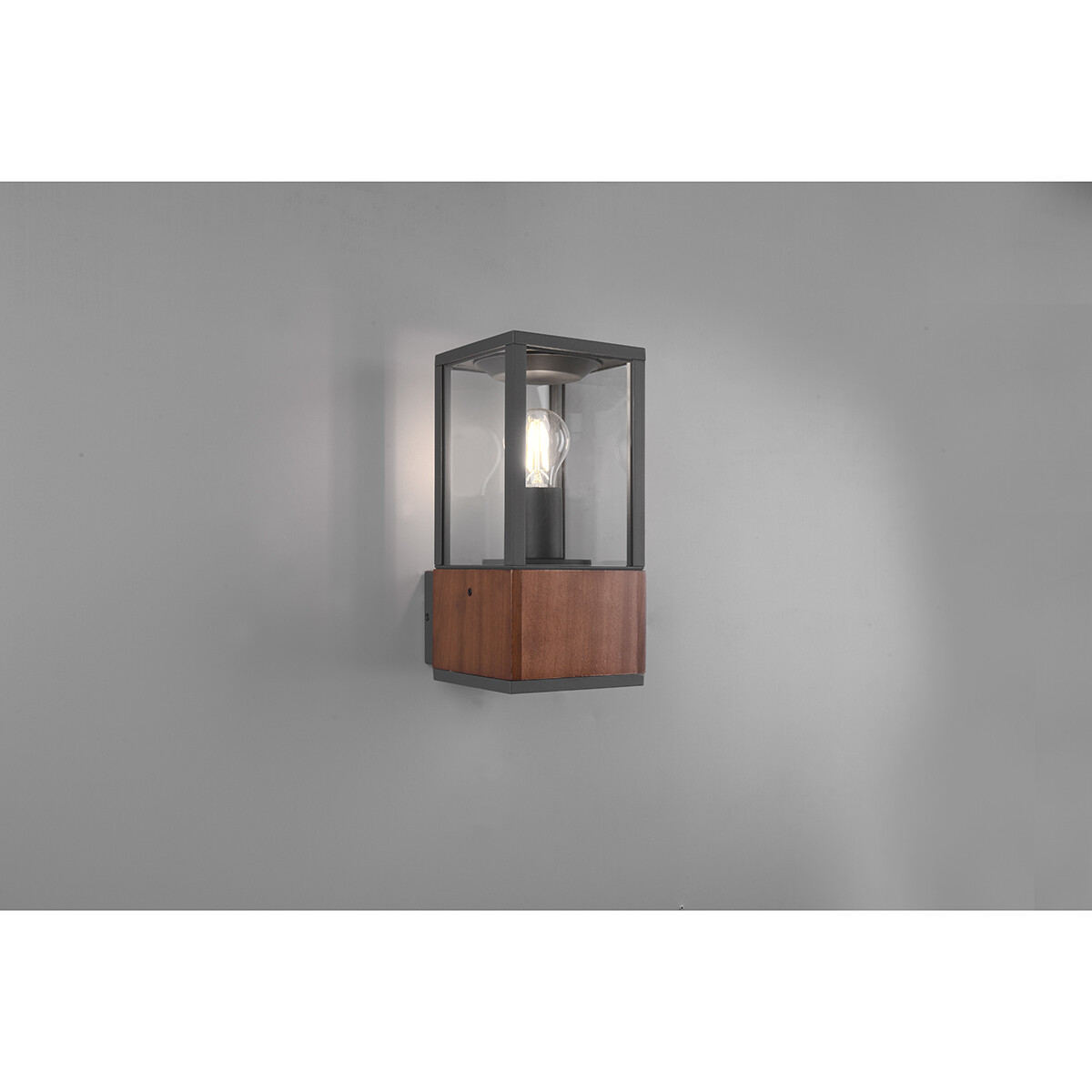 LED Tuinverlichting - Wandlamp Buitenlamp - Trion Garinola - E27 Fitting - Rechthoek - Houtkleur - Natuur Hout