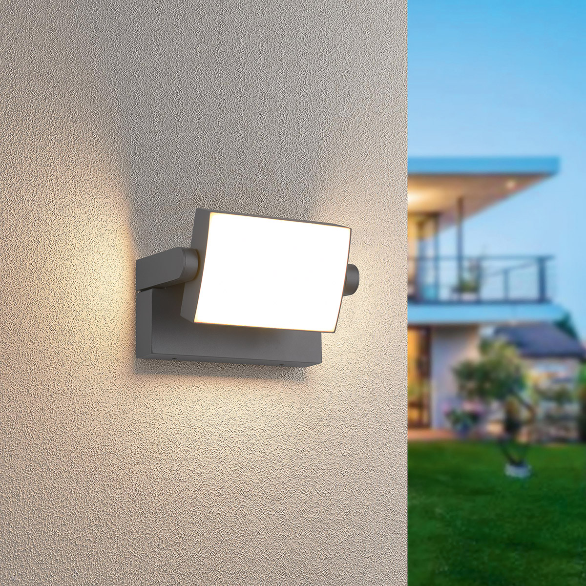 LED Tuinverlichting - Wandlamp Buitenlamp - Trion Sansar - 10W - Warm Wit 3000K - Waterdicht IP54 - Antraciet - Aluminium