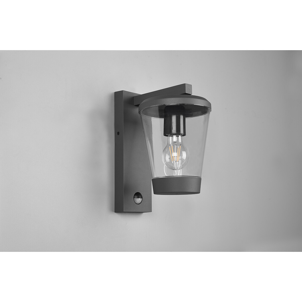 LED Tuinverlichting met Bewegingssensor - Wandlamp - Trion Civonu - E27 Fitting - Spatwaterdicht IP44 - Rond - Mat Antraciet - Aluminium