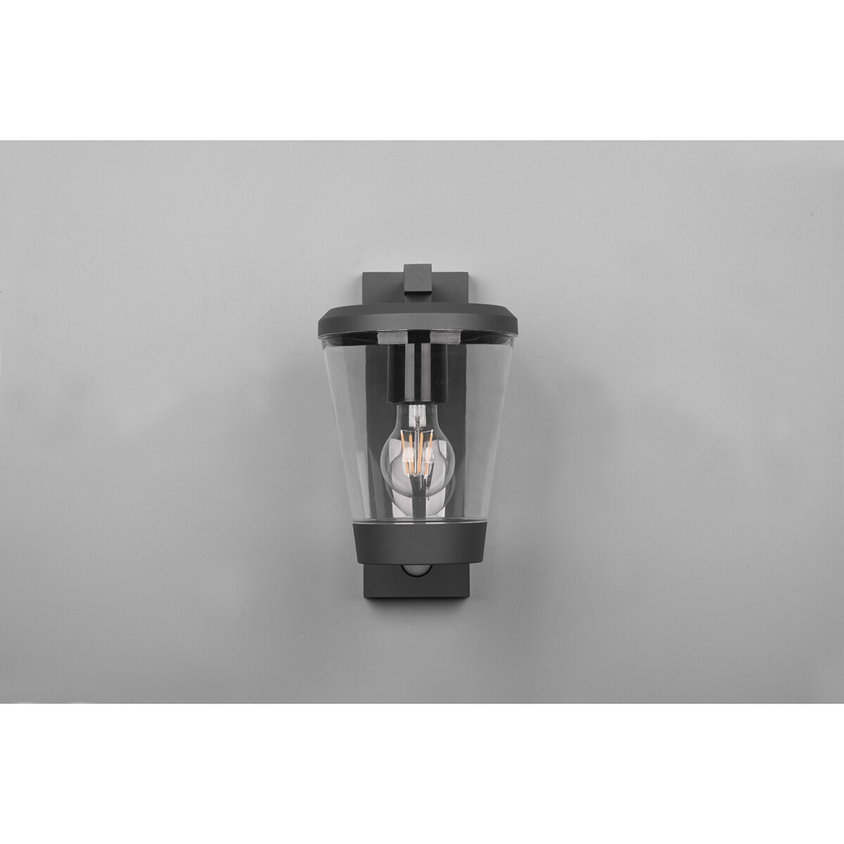 LED Tuinverlichting met Bewegingssensor - Wandlamp - Trion Civonu - E27 Fitting - Spatwaterdicht IP44 - Rond - Mat Antraciet - Aluminium