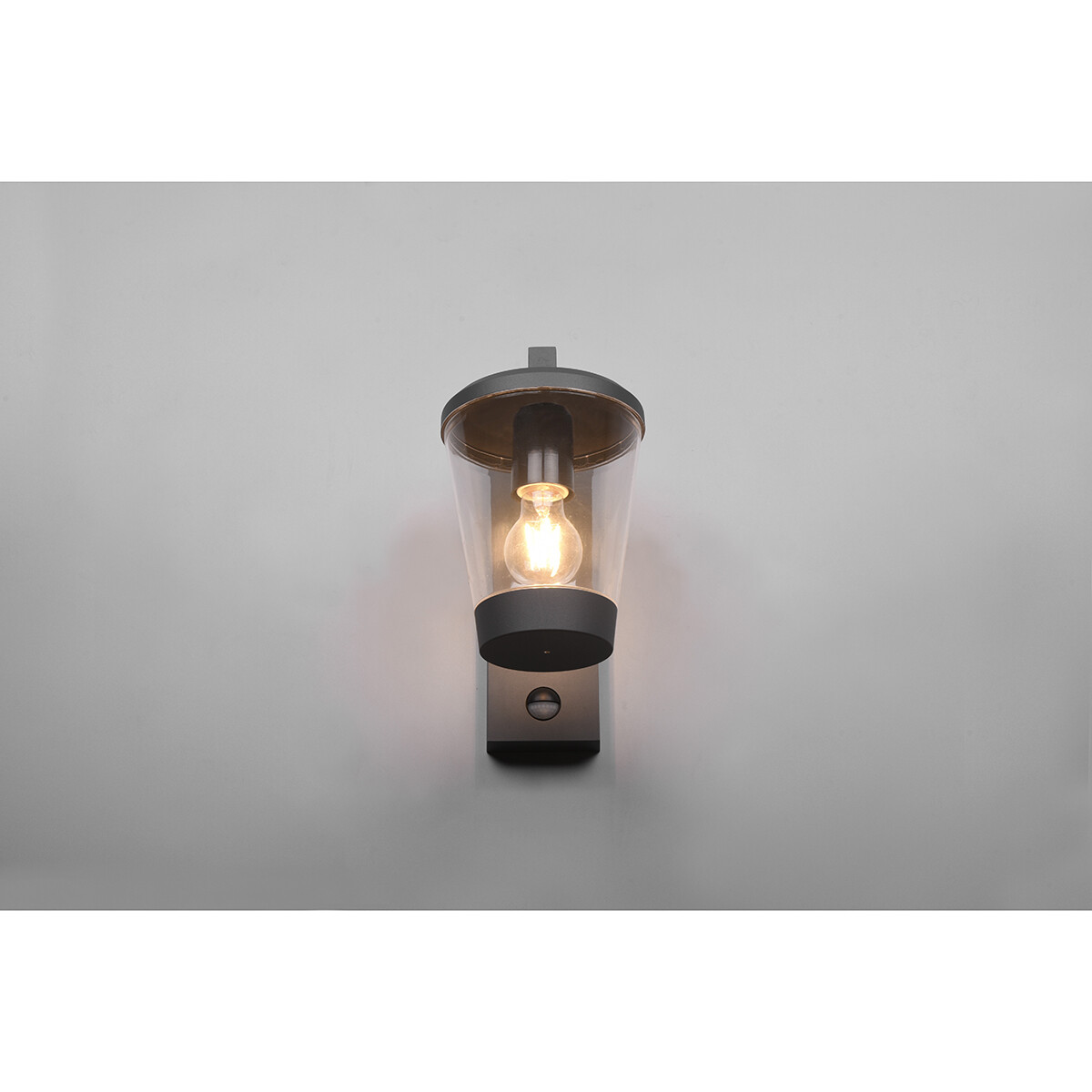 LED Tuinverlichting met Bewegingssensor - Wandlamp - Trion Civonu - E27 Fitting - Spatwaterdicht IP44 - Rond - Mat Antraciet - Aluminium