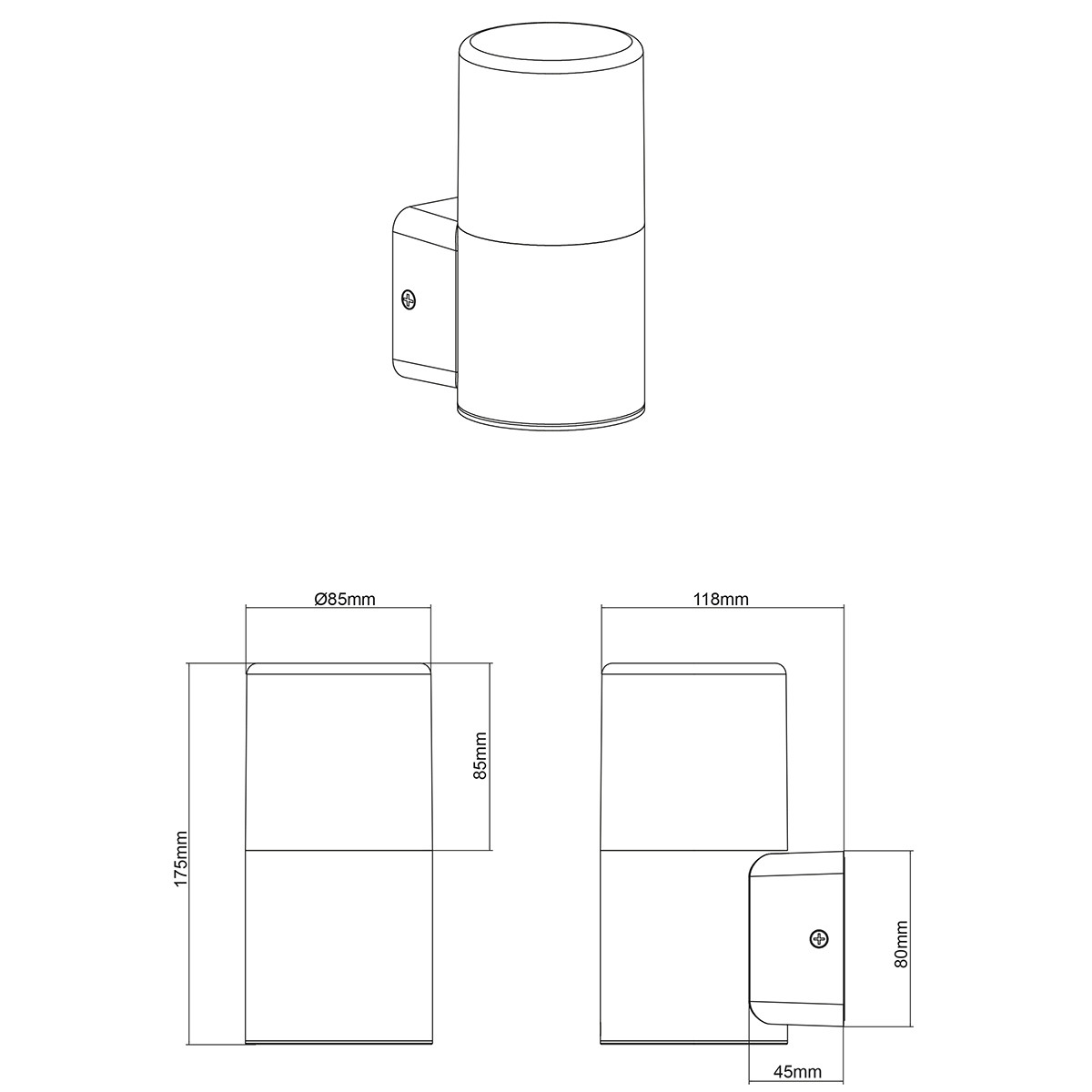 LED Tuinverlichting - Wandlamp Buitenlamp - Trion Hosina - E27 Fitting - Spatwaterdicht IP44 - Mat Antraciet - Aluminium