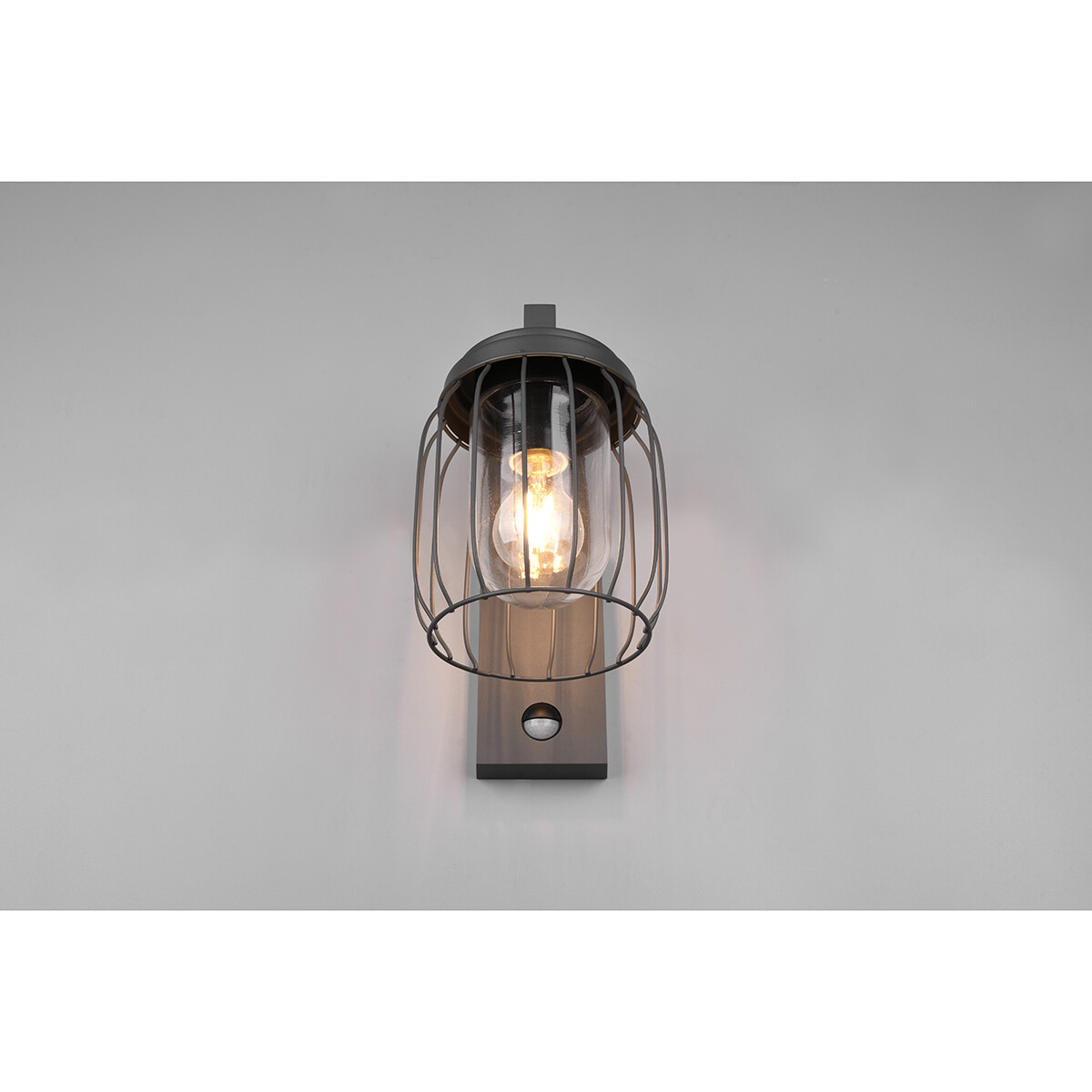 LED Tuinverlichting met Bewegingssensor - Wandlamp - Trion Tinolo - E27 Fitting - Spatwaterdicht IP44 - Rond - Mat Antraciet - Aluminium