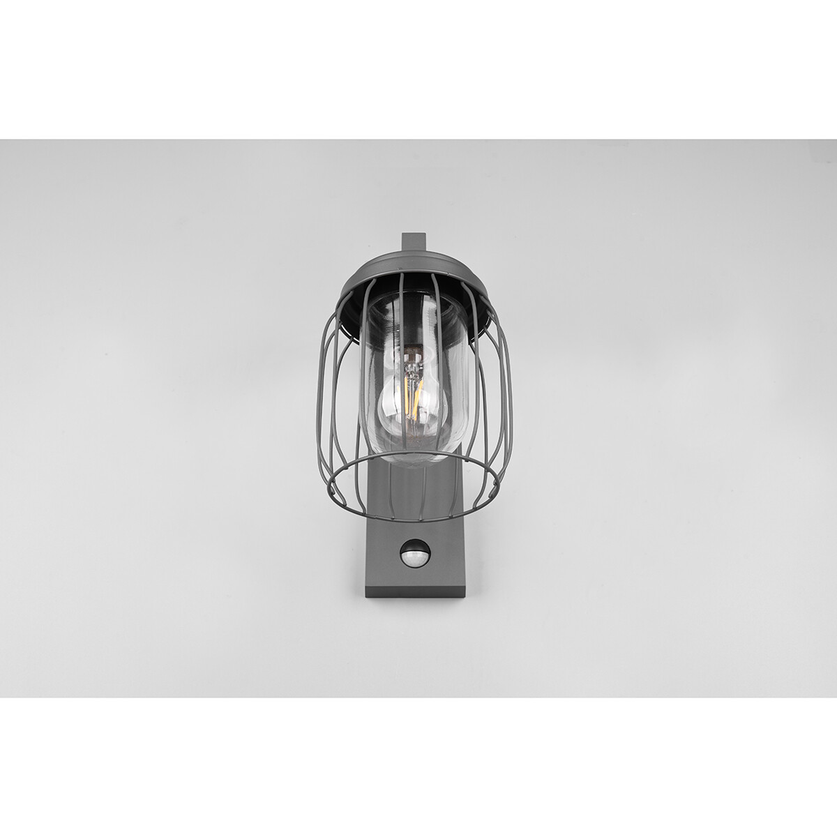 LED Tuinverlichting met Bewegingssensor - Wandlamp - Trion Tinolo - E27 Fitting - Spatwaterdicht IP44 - Rond - Mat Antraciet - Aluminium