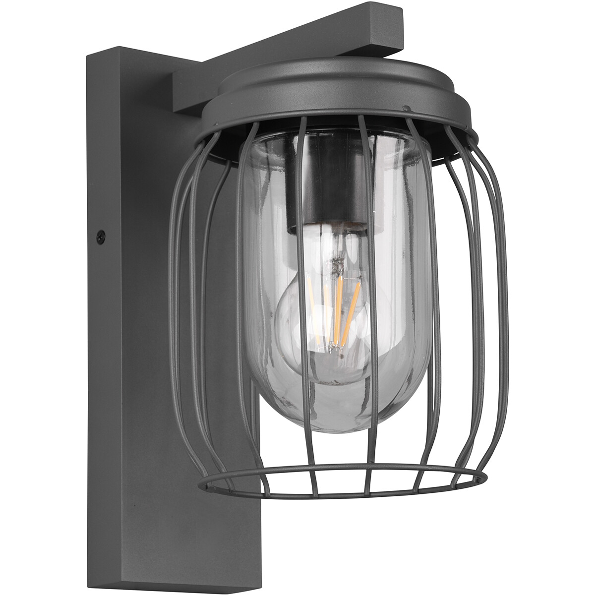 LED Tuinverlichting - Wandlamp - Trion Tinolo - E27 Fitting - Rond - Spatwaterdicht IP44 - Mat Antraciet - Aluminium